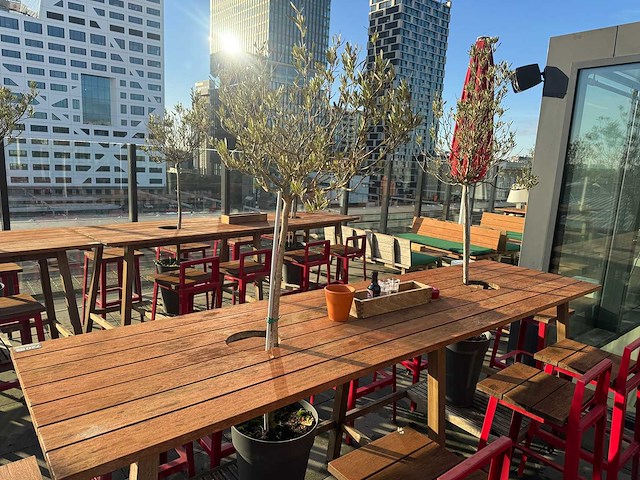 Hutten - terrasset bartafel met 10 krukken - afbeelding 11 van  12