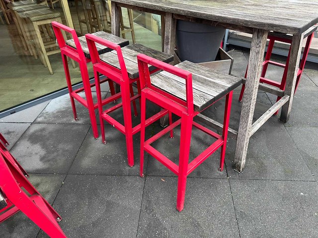 Hutten - terrasset bartafel met 5 krukken - afbeelding 5 van  7