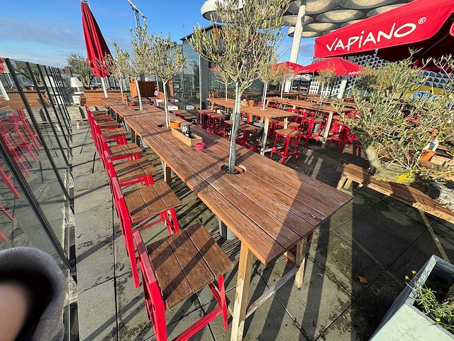 Hutten - terrasset bartafel met 8 krukken - afbeelding 3 van  8