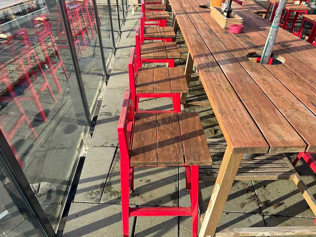 Hutten - terrasset bartafel met 8 krukken - afbeelding 4 van  8