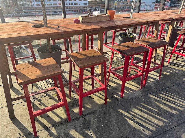 Hutten - terrasset bartafel met 8 krukken - afbeelding 5 van  8