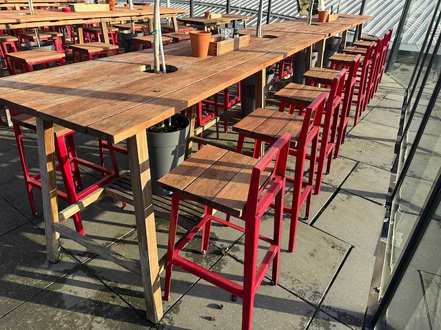 Hutten - terrasset bartafel met 8 krukken - afbeelding 7 van  9