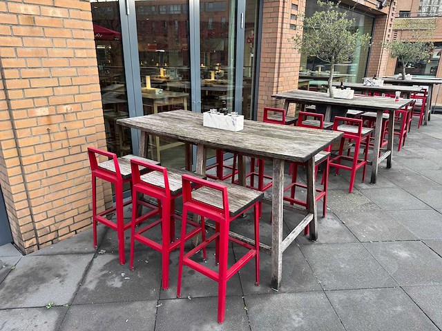 Hutten - terrasset bartafel met planten en 6 krukken - afbeelding 1 van  7