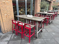 Hutten - terrasset bartafel met planten en 6 krukken - afbeelding 1 van  7