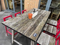 Hutten - terrasset bartafel met planten en 6 krukken - afbeelding 5 van  7