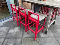 Hutten - terrasset bartafel met planten en 6 krukken - afbeelding 6 van  8