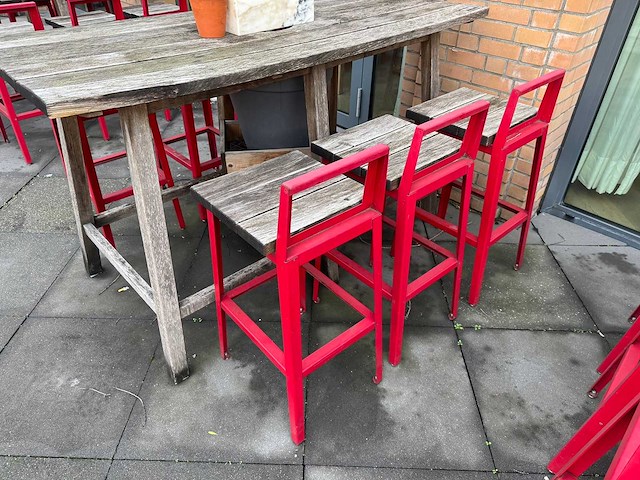 Hutten - terrasset bartafel met planten en 6 krukken - afbeelding 7 van  8