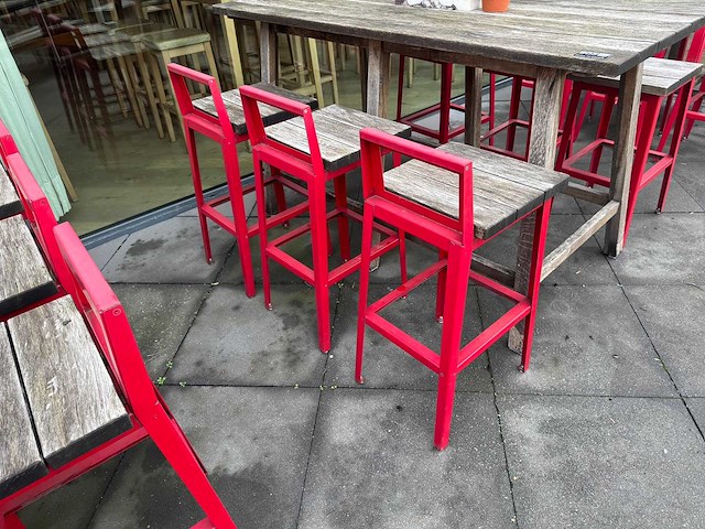 Hutten - terrasset bartafel met planten en 6 krukken - afbeelding 5 van  6