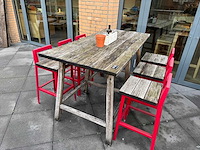 Hutten - terrasset bartafel met planten en 6 krukken - afbeelding 4 van  7
