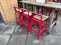 Hutten - terrasset bartafel met planten en 6 krukken - afbeelding 7 van  7