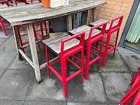 Hutten - terrasset bartafel met planten en 6 krukken - afbeelding 7 van  8