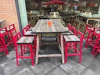 Hutten - terrasset bartafel met planten en 6 krukken - afbeelding 2 van  6