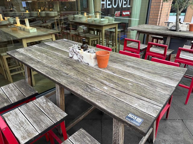 Hutten - terrasset bartafel met planten en 6 krukken - afbeelding 4 van  6