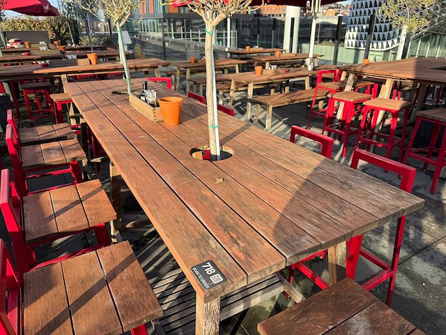 Hutten - terrasset bartafel met planten en 8 krukken - afbeelding 2 van  13