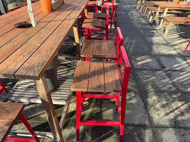 Hutten - terrasset bartafel met planten en 8 krukken - afbeelding 3 van  13