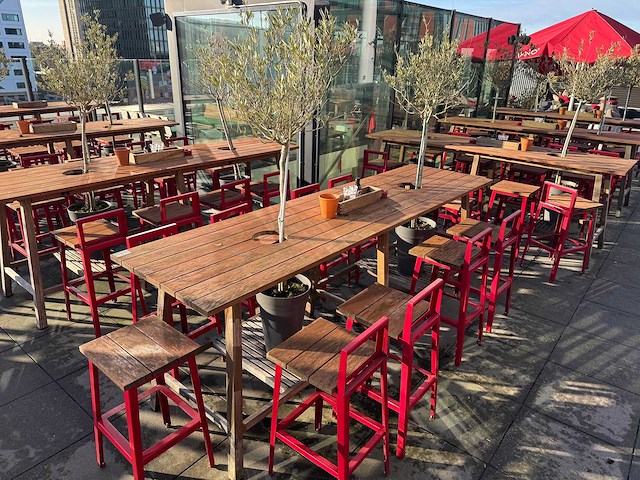 Hutten - terrasset bartafel met planten en 8 krukken - afbeelding 1 van  13