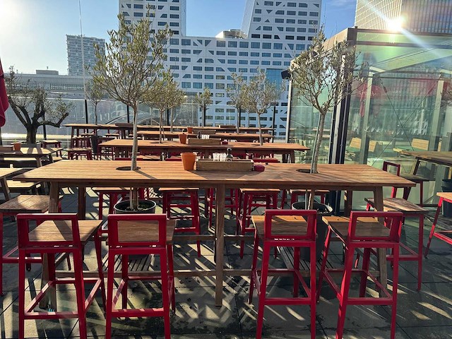 Hutten - terrasset bartafel met planten en 8 krukken - afbeelding 6 van  13