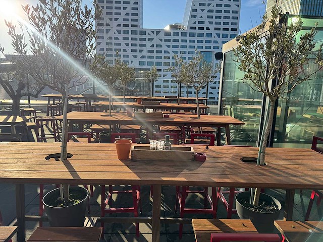 Hutten - terrasset bartafel met planten en 8 krukken - afbeelding 7 van  13