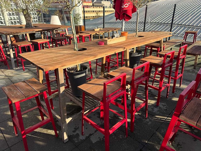 Hutten - terrasset bartafel met planten en 8 krukken - afbeelding 10 van  13