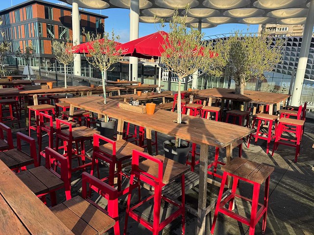 Hutten - terrasset bartafel met planten en 8 krukken - afbeelding 11 van  13