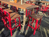 Hutten - terrasset bartafel met planten en 8 krukken - afbeelding 13 van  13