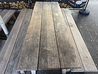 Hutten - terrasset houten tafel met 2 banken - afbeelding 3 van  6