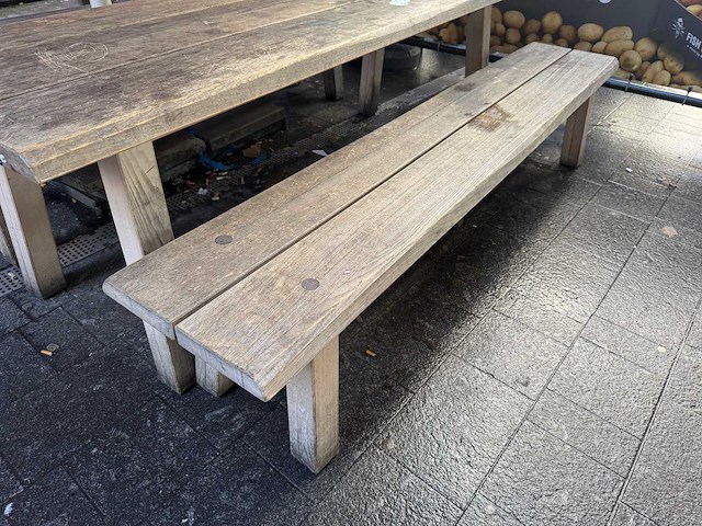 Hutten - terrasset houten tafel met 2 banken - afbeelding 4 van  6