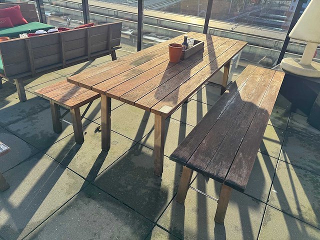 Hutten - terrasset tafel met 2 banken - afbeelding 2 van  8