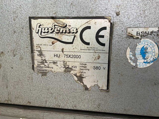 Huvema hu 75 x 2000 bandslijpmachine - afbeelding 6 van  6