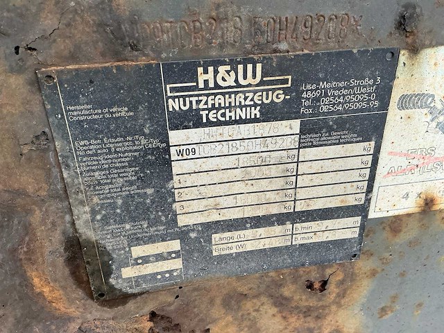 H&w - 2001 - hwtcab1878 - aanhangwagen - afbeelding 2 van  14