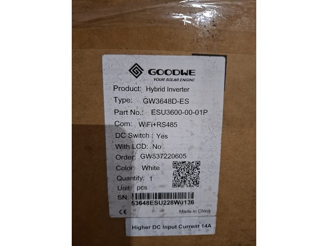 Hybride omvormer goodwe, gw3648d-es - afbeelding 3 van  4