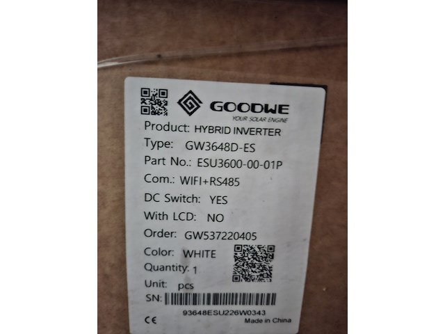 Hybride omvormer goodwe, gw3648d-es - afbeelding 2 van  2