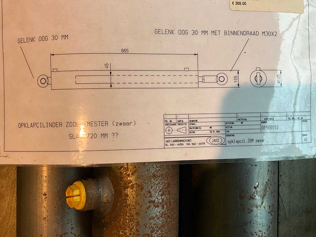 Hydraulische bemester opklapcilinder (6x) - afbeelding 5 van  5