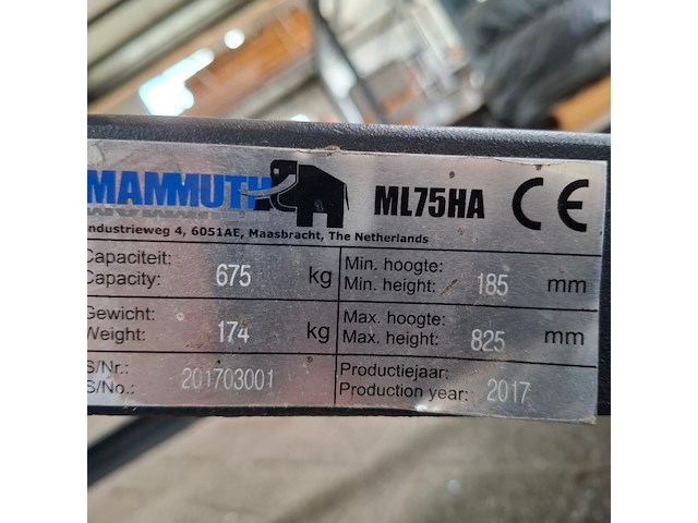 Hydraulische heftafel mammuth, ml75ha, bouwjaar 2017 - afbeelding 3 van  9