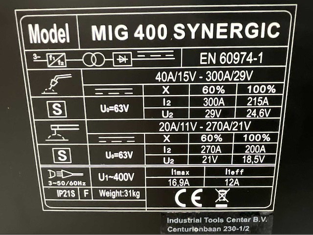 Hyper welding - mig 400 synergic lasmachine mig - mag - mma - tig - afbeelding 2 van  15