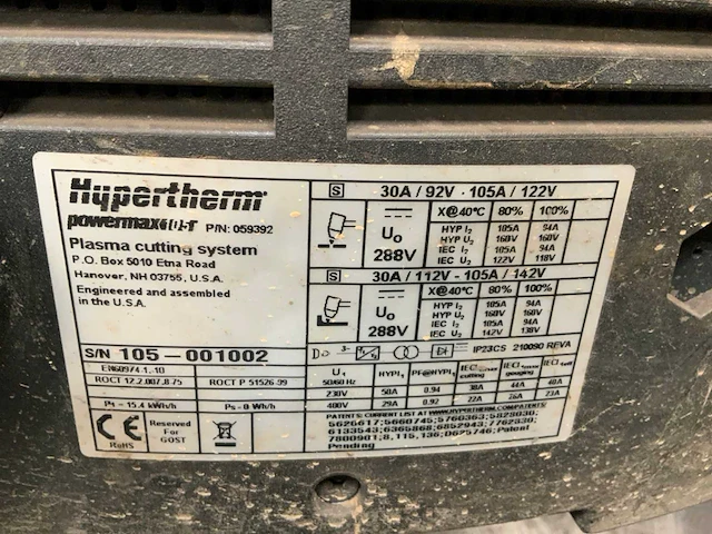 Hypertherm powermax 105 plasmasnijmachine - afbeelding 6 van  6