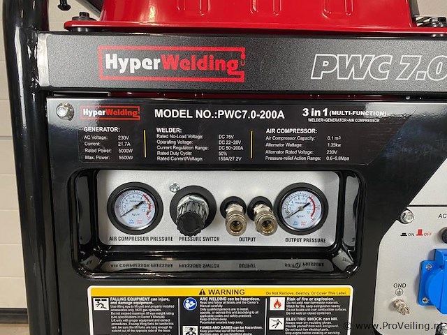 Hyperwelding pwc7.0-200a 3 in 1 multimachine (generator, lasapparaat en luchtcompressor) - afbeelding 2 van  5