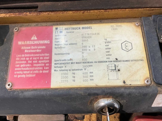 Hyster - 1989 - h2.50xl - vorkheftruck - afbeelding 11 van  12