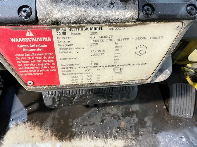 Hyster - 1995 - h4.00xl/5 - vorkheftruck - afbeelding 7 van  9