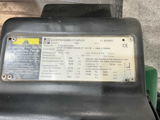 Hyster - 1997 - j 1.60 xmt - vorkheftruck - afbeelding 10 van  13