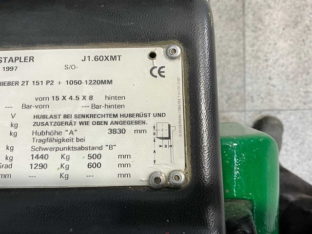 Hyster - 1997 - j 1.60 xmt - vorkheftruck - afbeelding 8 van  19