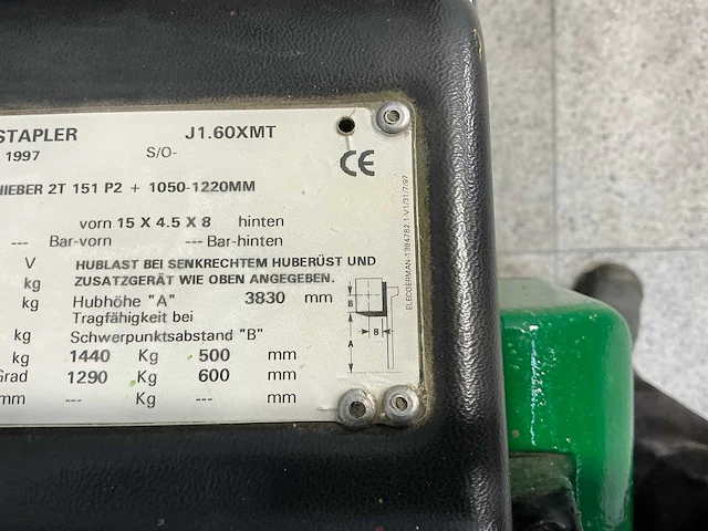 Hyster - 1997 - j 1.60 xmt - vorkheftruck - afbeelding 8 van  19