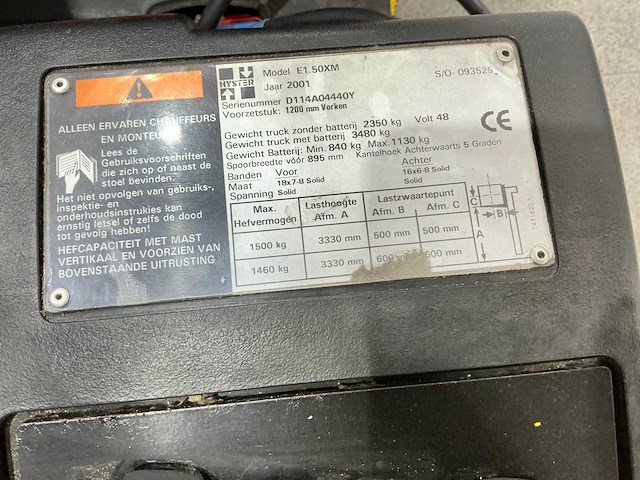 Hyster - 2001 - e 1.50 xm - vorkheftruck - afbeelding 2 van  17
