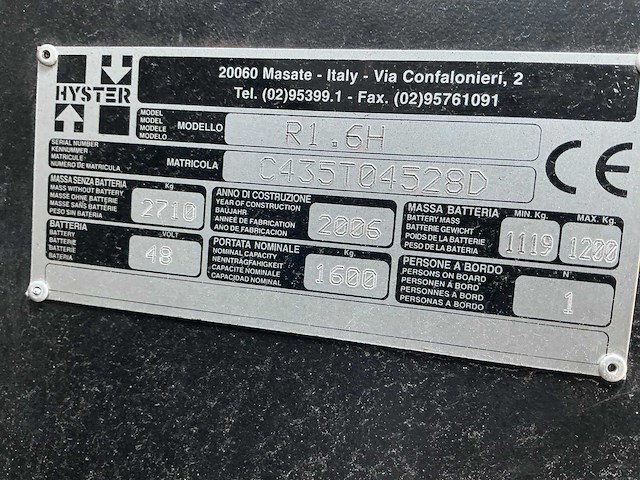 Hyster - 2006 - r1.6h - vorkheftruck - afbeelding 20 van  27