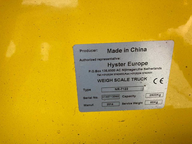 Hyster - 2014 - nr-7122 - hand palletwagen 2500kg - afbeelding 3 van  4