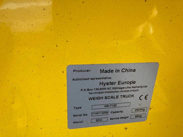 Hyster - 2014 - palletwagen 2.5t - afbeelding 2 van  2