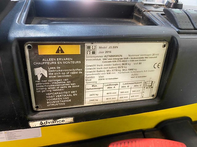 Hyster - 2016 - j3.5xm - vorkheftruck - afbeelding 14 van  14