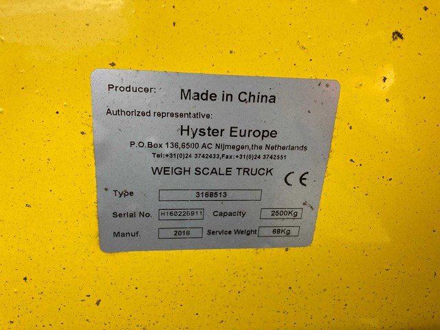 Hyster - 2016 - palletwagen 2.0t met weegschaal - afbeelding 6 van  6