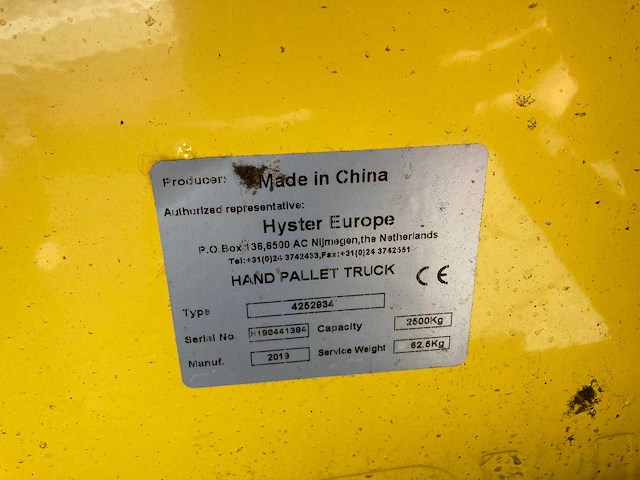 Hyster - 2019 - 4252934 - hand palletwagen 2500kg - afbeelding 3 van  4