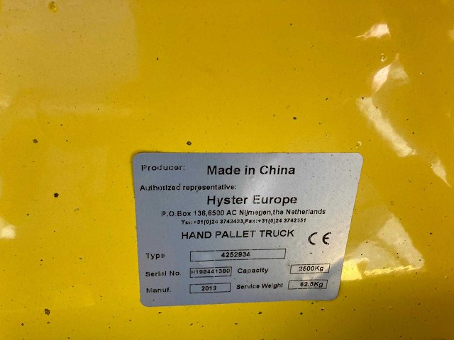 Hyster - 2019 - palletwagen 2.5t - afbeelding 2 van  5